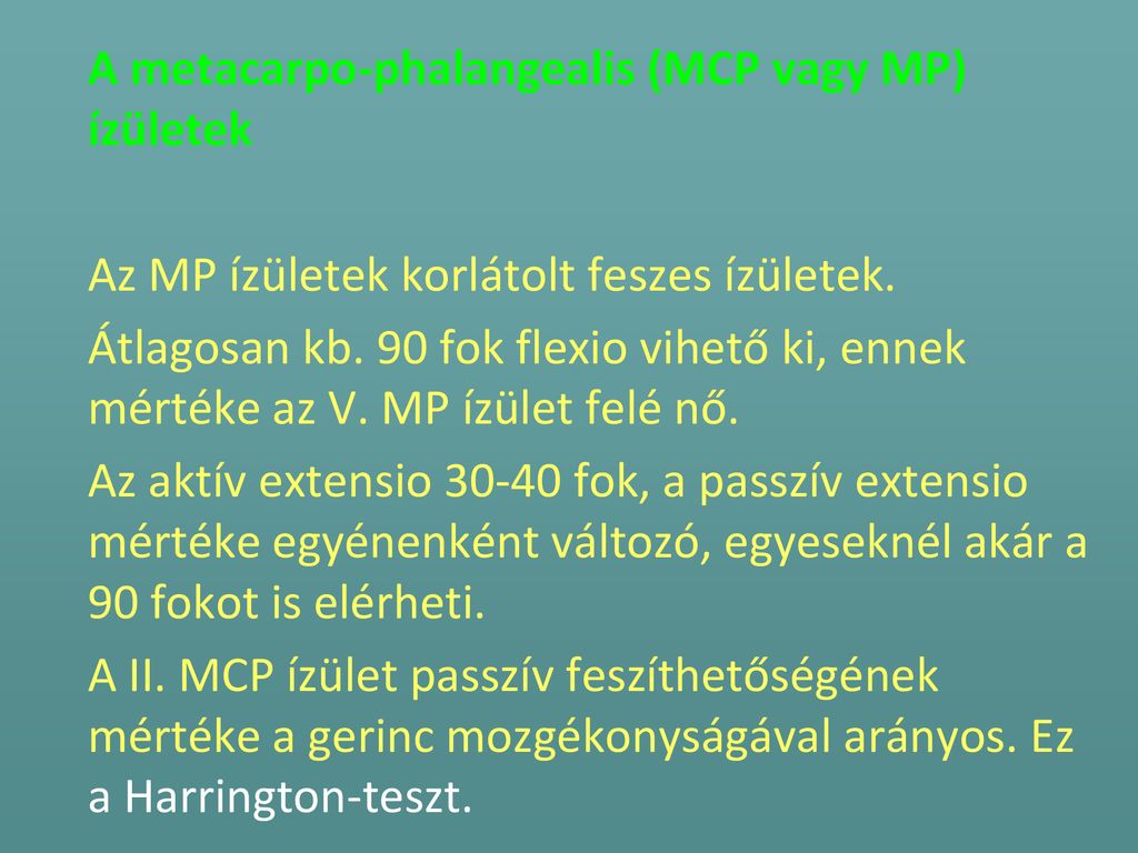 metacarpalis phalangealis ízületek fájdalomkefe)
